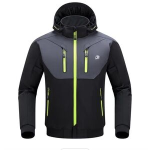 Dynamic Black and Gray Performance Jacket with Neon Highlights